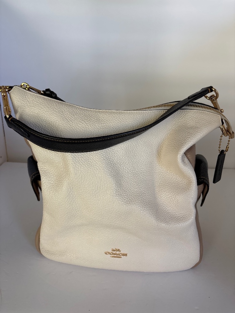 Coach 6154 Pennie Shoulder Chalk Multi Color Pebbled Leather Handbag